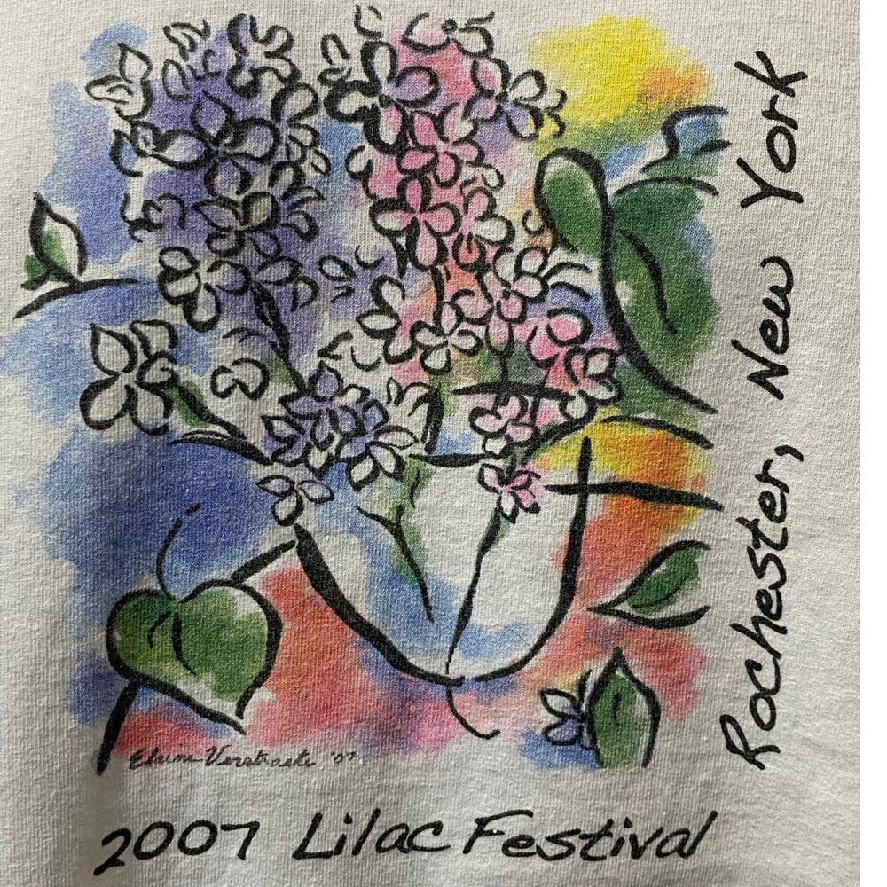 Vintage 2007 New York Lilac Festival Art Graphic T Shirt Anvil Mens XL